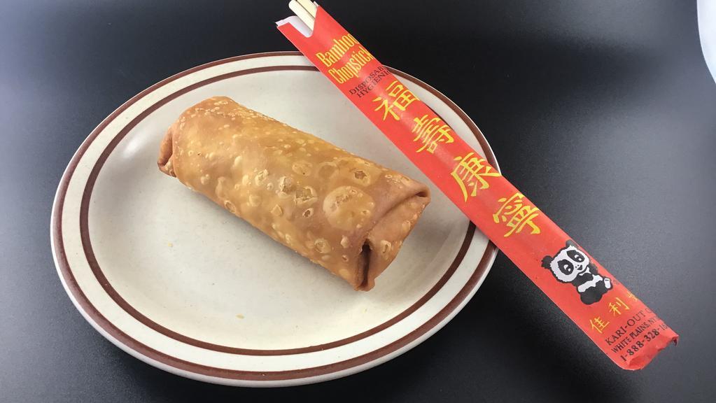 Eggroll · Hand rolled, beansprout based eggrolls with chicken bits and a touch of celery