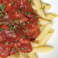 Mostaccioli · Traditional mostaccioli pasta with your choice of marinara or meat sauce.