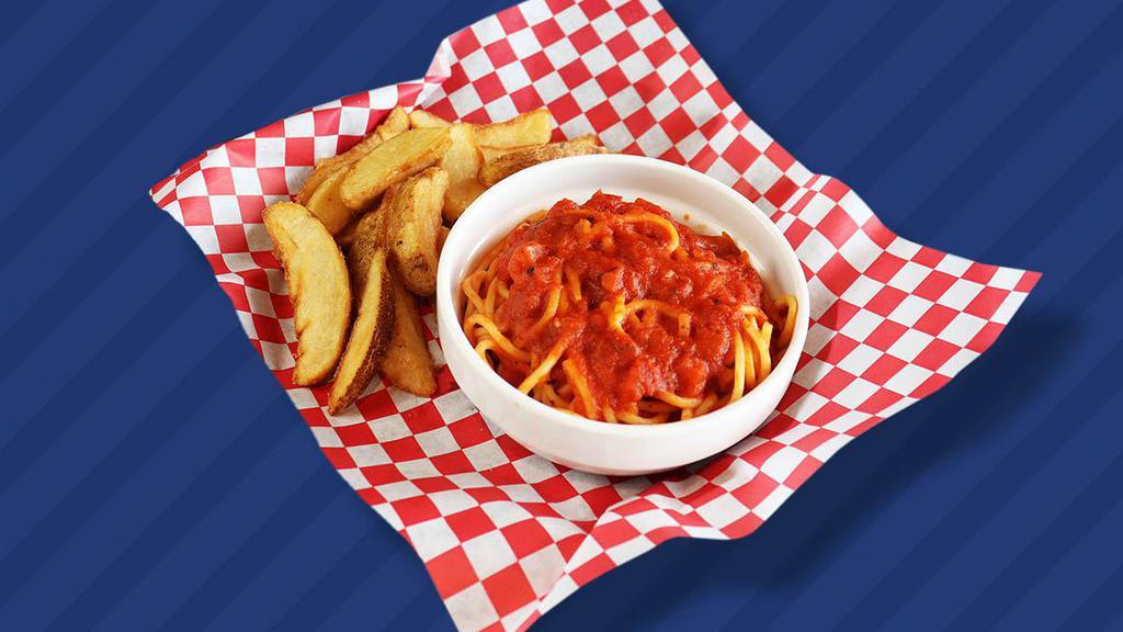 Lil' Buddy Pasta · Spaghetti, mostaccioli, or fettuccine pasta served with your choice of meat, marinara, or Alfredo sauce.  Add chicken or a meatball for $1.99