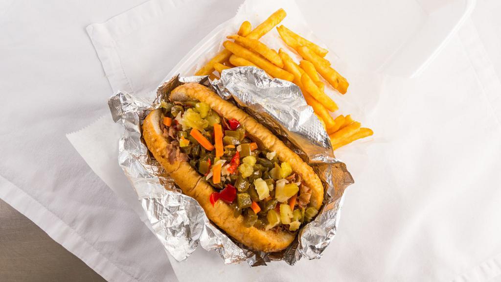 Italian Beef · With a Choice of Hot or Mild Giardiniera Peppers.