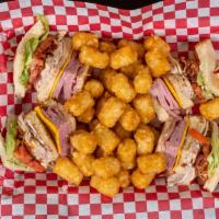 Cowboy Club On Texas Toast · 1/3 lb. hamburger patty with bacon, cheese, lettuce, and tomato.