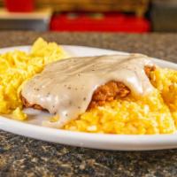 Country Fried Steak · Topped with pepper gravy, served with potatoes, eggs and toast.

Consuming raw or undercooke...