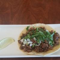 Taco Picadillo · seasoned Ground beef. onion cilantro