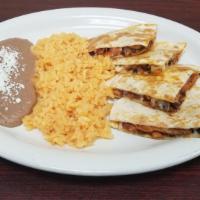 Kid Quesadillla · Choice meat, served with rice and beans.
option , asada, chicken, pastor,carnitas,barbacoa,