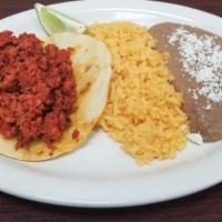 Kid Taco · Choice meat, served with rice and beans.
option, asada,chicken,pastor,carnitas,barbacoa,