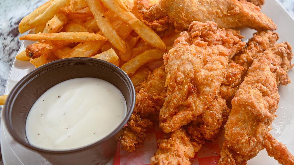 Chicken Tender 6 Piece · Buttermilk Breaded Chicken Strips served with your choice of dipping sauce