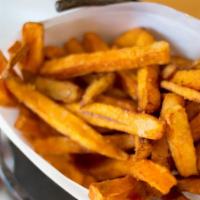 Sweet Potato Fries · Served with chipotle ketchup (v) (gf)