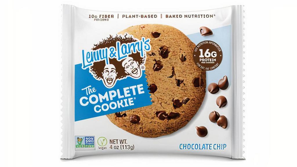 Lenny & Larry'S Chocolate Chip Cookie · Satisfyingly firm and chewy, this delectable Chocolate Chip vegan protein cookie is packed with up to 16g of plant-based protein, 10g of fiber, and zero guilt. Non-GMO Project Verified, Vegan, and Kosher-friendly. No: dairy, soy, eggs, high fructose corn syrup, or artificial sweeteners.