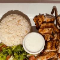 Chicken Breast Plate
 · Two pieces of marinated chicken breast, salad and rice.