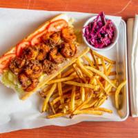 Fried Shrimp Poboy · Served with fries and coleslaw.