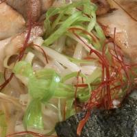 Tonkotsu Ramen · Homemade noodle, pork and chicken broth, pork chashu, bean sprouts, green onion, bamboo shoo...