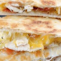 Chicken Bacon Ranch Quesadilla · Those three ingredients with a side of salsa.