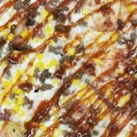 Large The Little Lowa Pizza · Red sauce with mozzarella cheese, beef, corn, bacon, onions drizzled with BBQ sauce.