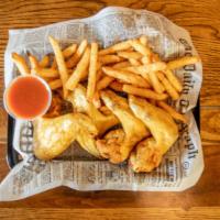 Whole Chicken Wings (4 Pieces) With Fries · Deep-fried un-breaded whole chicken wings seasoned with lemon pepper. Served with fries and ...