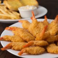 Jumbo Shrimp (10 Pieces) - Saturday · 10 pieces of Jumbo Shrimp battered then fried.

Served with cocktail sauce, French fries, si...