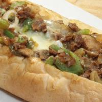 Philly Steak W/ Fries · With onions, green peppers, mushrooms, lettuce, tomato, mayonnaise, and American Swiss cheese.