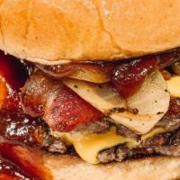 Montana Smash Burger · Single, double or triple burger patties (2.5oz each) with cheese, grilled onions, bacon, bar...