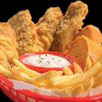 Steak Finger Basket · 100% breaded tender all-beef fingers, are served with crispy fries or tots, Texas toast, and...