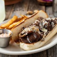 Western Philly · Sliced steak sautéed with onions and mushrooms then smothered with cheese served on a hoagie...