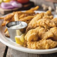 Fried Catfish · Crispy strips of farm-raised catfish fillets. Served with one homemade side and a house salad.
