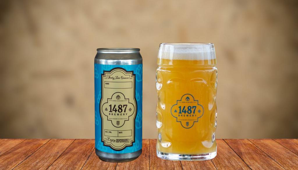 Ne Ipa 32Oz · Bronze Medal Winner at the Ohio Craft Brewers Cup 2021! Our house IPA boasts tropical and tangerine notes from Citra, Mosaic and Amarillo hops!  6.1% ABV