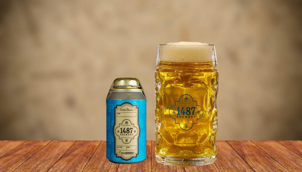 Helles 12Oz · 1487 Signature Beer flavored Beer! Light bodied German lager. Crisp, clean and refreshing. 5.0% ABV