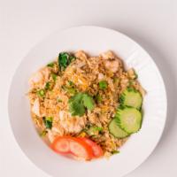 Fried Rice · Stir-fried rice with egg, onion, carrot, pea, scallion. Choice of chicken, tofu, or vegetabl...