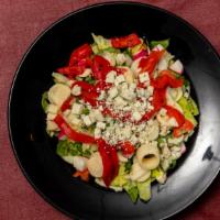 The Garden'S Chopped Salad · Classic chopped salad with lettuce, tomato, scallions, cucumbers, roasted red peppers, heart...