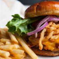 Crazy Jake’S Bbq Burger · Bacon, cheddar, BBQ sauce, onion straws.

**Consuming raw or undercooked meats, poultry or s...