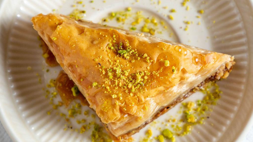 Baklava · Fan Favorite. Layers of walnuts, and phyllo baked to a golden crisp and topped with honey syrup.