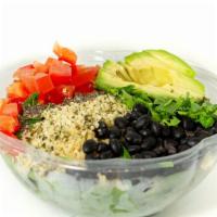 Southwest · Ancient Grains (quinoa, buckwheat, long grain black wild rice) topped with baby spinach, bla...