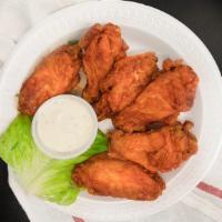 Buffalo Wings (6 Pieces) · Hot, bbq, garlic parmesan, or plain with a side of ranch.
