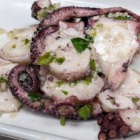 Octopus Salad · Mediterranean octopus with a light marinate of lemon, garlic, parsley & oil.  It's delicious...