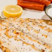 Idaho Trout · Fresh, responsibly sourced rainbow trout lightly seasoned and grilled. Served with herb godd...
