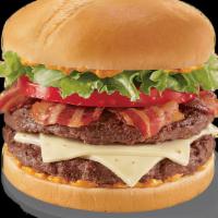 1/2Lb. Flamethrower Grillburger · One 1/2 lb. 100% beef burger topped with DQ fiery FLAMETHROWER sauce, melted pepper jack che...