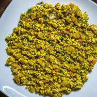 Paneer Bhurji · Scrambled paneer with veggies and Indian spices.