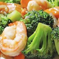 Jumbo Shrimp With Mixed Vegetable · Served with rice. Gluten free.