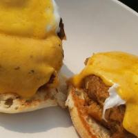 Jumbo Lump Blue Crab Benedict · Two Glenn's Diner Crab Cakes over an English Muffin. Poached egg and hollandaise sauce. Can ...