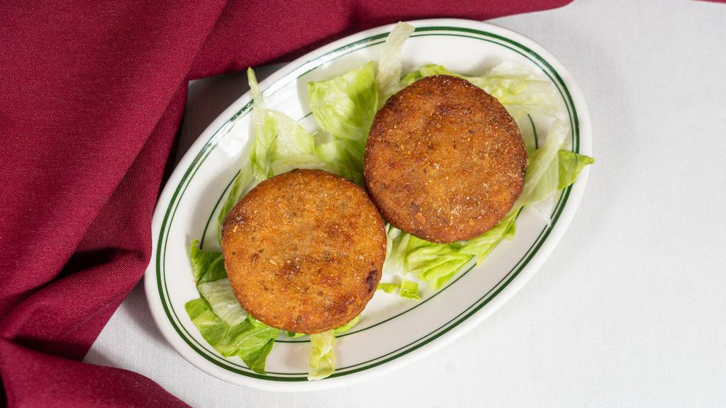 Aloo Tikki (2) · Mashed potato patties, dipped in batter and fried.