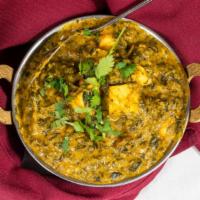 Saag · Spinach cooked with fresh spices.