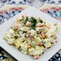 Olivie/Olivier (Large) · Diced Meat, Potato, Carrot, Egg, Green Peas, Pickled Cucumber With Touch Mayo