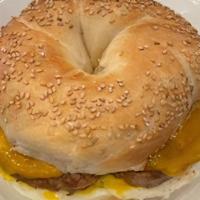 Turkey Sausage Egg & Cheddar (Plant Based Sausage Patties Available) · Choice of bagel, croissant,  or wrap, egg or egg white, turkey sausage patties, (Plant Based...