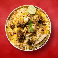 Goat Biryani Sensation · Long grain basmati rice cooked in a sealed pot with juicy pieces of lamb in a blend of exoti...