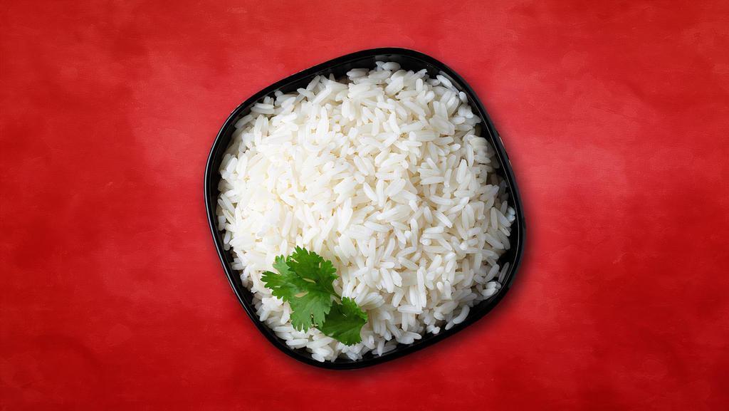 Plain Basmati Rice · Steamed plain long grain basmati rice.
