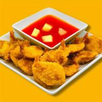 Fried Shrimp (15 Pieces) · 15 pcs. of breaded fried shrimp with a side container of sweet and sour sauce infused with p...