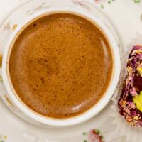 Turkish Coffee 8 Oz · Very fine coffee grounds boiled with water without a filter. It is thicker and it has coffee...