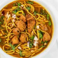 Chicken Thukpa · Noodles soup cooked with fried boneless chicken with house herbs.