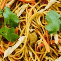 Vegetable Chow Mein · Noodles pan fried with cabbage, ginger, garlic paste, soy sauce and our in house spices.