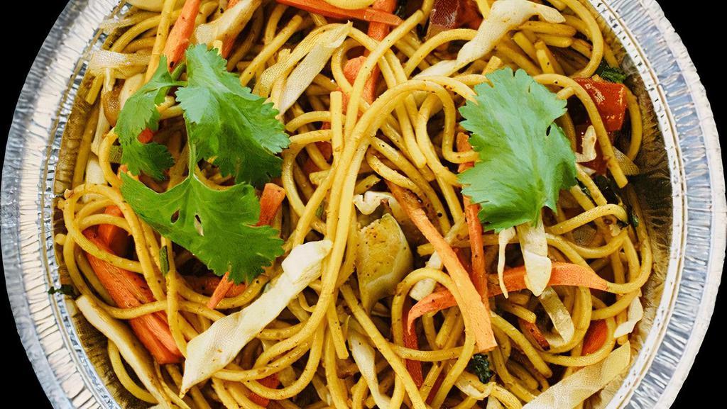 Vegetable Chow Mein · Noodles pan fried with cabbage, ginger, garlic paste, soy sauce and our in house spices.