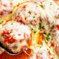 Meatball Casserole · Serving; 1 (garlic bread not included) 5 meatballs in mama gionino's secret recipe red sauce...